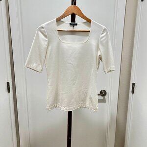 Lafayette 148 - Square Neck Tee Size Small - White